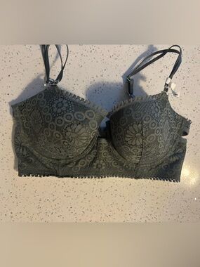 Aerie Real Good Real Power Balconette Bra Lace Green 36DD NWT